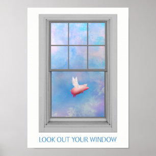 GrisFlyg-Look ut ditt fönster Poster