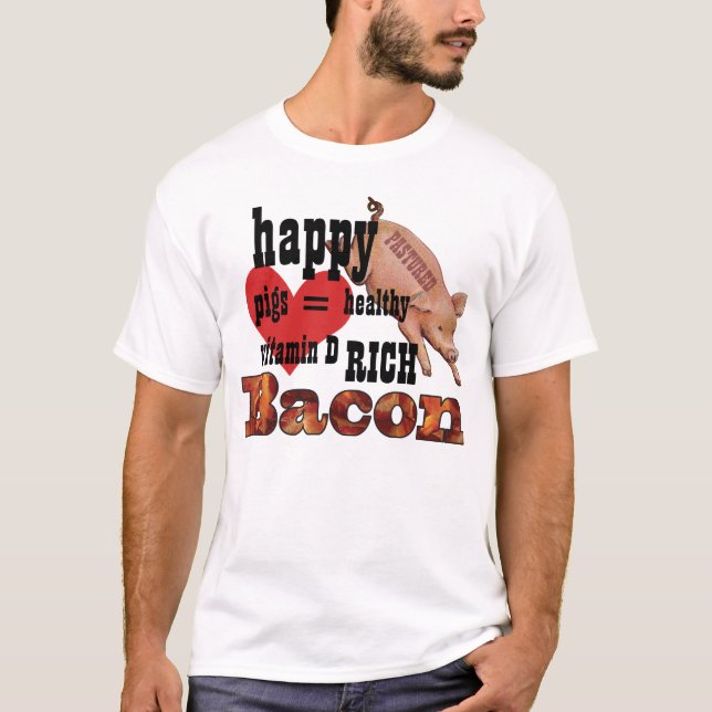 Grisfrikopplade grisar Bacon Söt gris och hjärta T-shirt (Framsida)