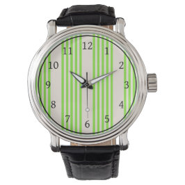Grisgrönt och beige fem rand mönster armbandsur