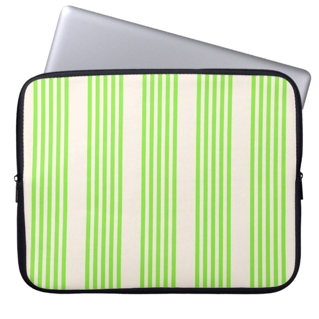 Grisgrönt och beige fem rand mönster laptop fodral (Framsidan)