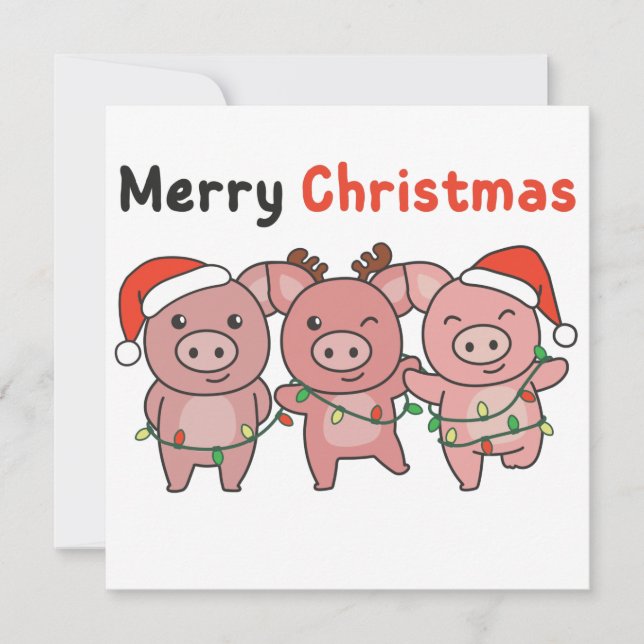 Grisjul söta grisar God Jul inbjudan (Framsida)