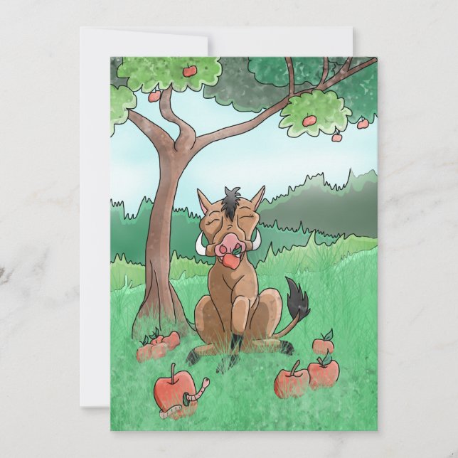 Griskotlett och henne äpplen tack kort (Framsida)