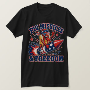Grisraketer & Frihet Patriotisk Hot Dog T Shirt