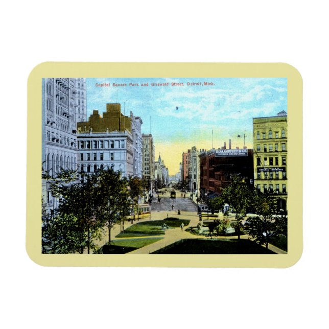 Griswold St., Detroit 1910 Vintage Magnet (Horisontell)