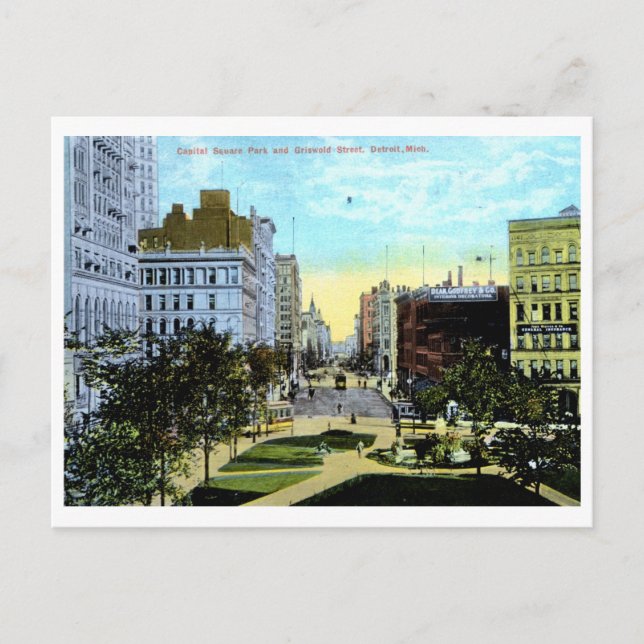 Griswold St., Detroit 1910 Vintage Vykort (Framsida)