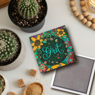 Grit Bumblebee Hearts Roligt Blommigt Inspirivitet Magnet