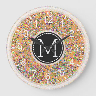 Grit Glitter Multifärgad Painting Monogram #2 Stor Klocka