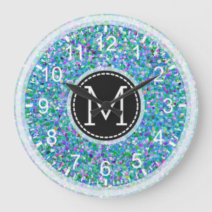 Grit Glitter Multifärgad Pausning Monogram #4 Stor Klocka