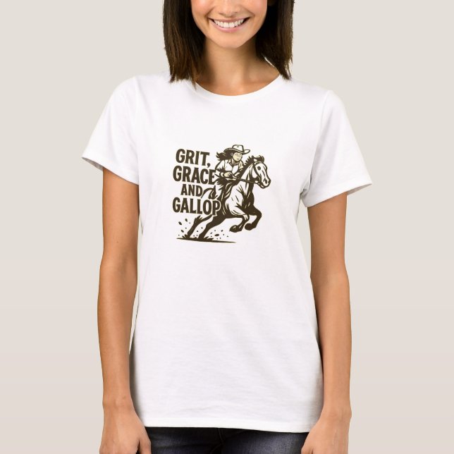 Grit Grace Djärv Galopp Design T Shirt (Framsida)
