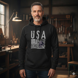 Gritty amerikansk flagga skalle grafisk svart hood hoodie