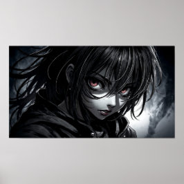 Gritty Anime Girl Portrait Poster