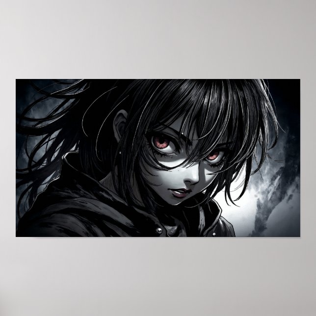 Gritty Anime Girl Portrait Poster (Framsidan)