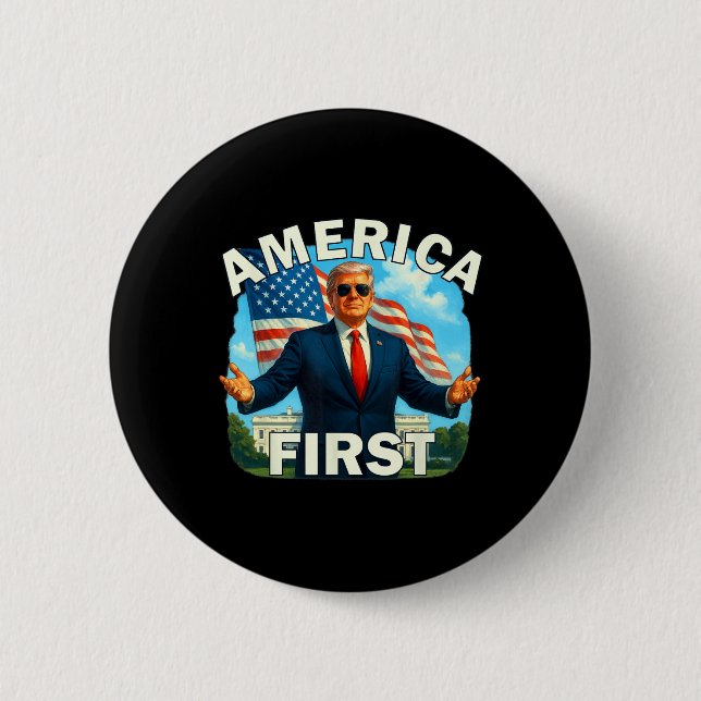 Gritty Bold Retro Policy Slogan America First D Knapp (Framsida)