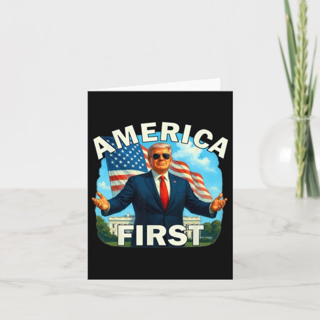 Gritty Bold Retro Policy Slogan America First D Kort (Framsida)