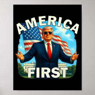 Gritty Bold Retro Policy Slogan America First D Poster