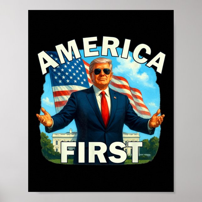 Gritty Bold Retro Policy Slogan America First D Poster (Framsidan)