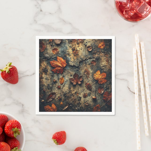 Gritty Fall Leafy Rough Condecoupage Napkins Pappersservett (Insitu)