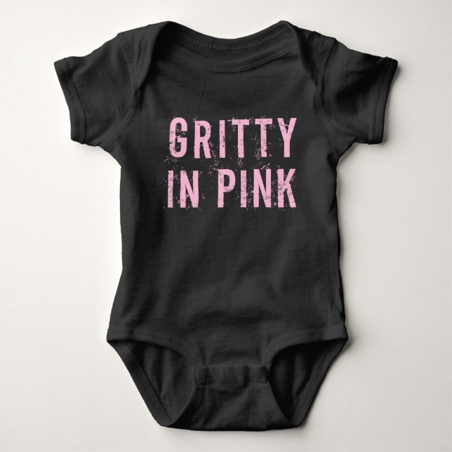 Gritty in Rosa - Baby Jersey Bodykostym (svart) Tee Shirt (Framsida)