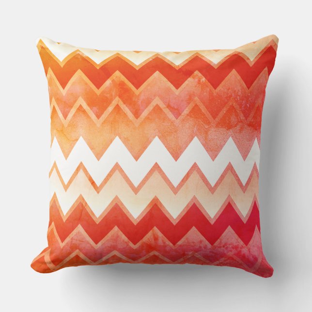 Gritty Orange Chevron Mönster Dekorativ kudde (Framsida)