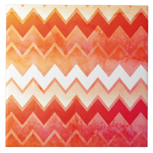 Gritty Orange Chevron Mönster  Kakelplatta