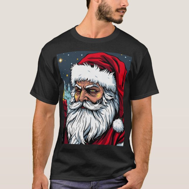 Gritty Santa med Candlelight T Shirt (Framsida)