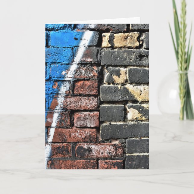 Gritty Two Tone Graffiti Art Brick Wall Kort (Framsida)