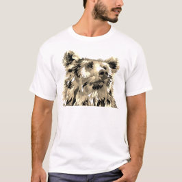 Grizzbjörn popkonst brun svart vit t shirt