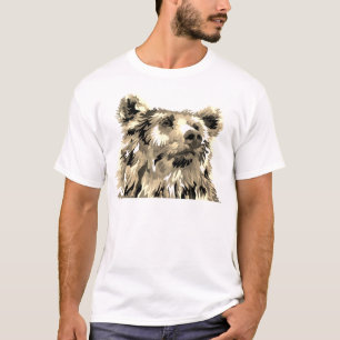 Grizzbjörn popkonst brun svart vit t shirt