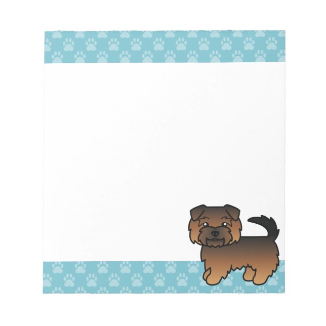 Grizzle Norfolk Terrier Hund Och Blå Gränser Anteckningsblock (Framsida)
