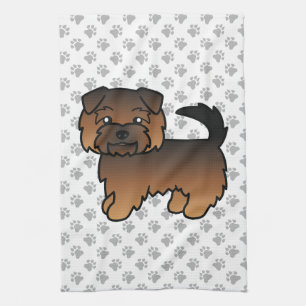 Grizzle Norfolk Terrier Söt Tecknad Hund Kökshandduk