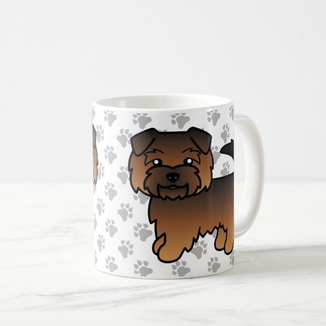 Grizzle Norfolk Terrier Tecknad Hund & Tassar Kaffemugg (Framsida höger)