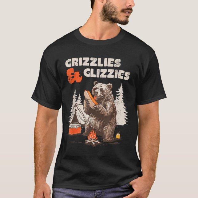 Grizzlies &amp; Glizzies Eating Hotdog Meme Funny  T Shirt (Framsida)