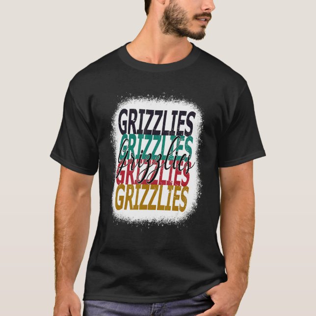 Grizzlies Teacher School Sports Fan Team Spirit Bl T Shirt (Framsida)