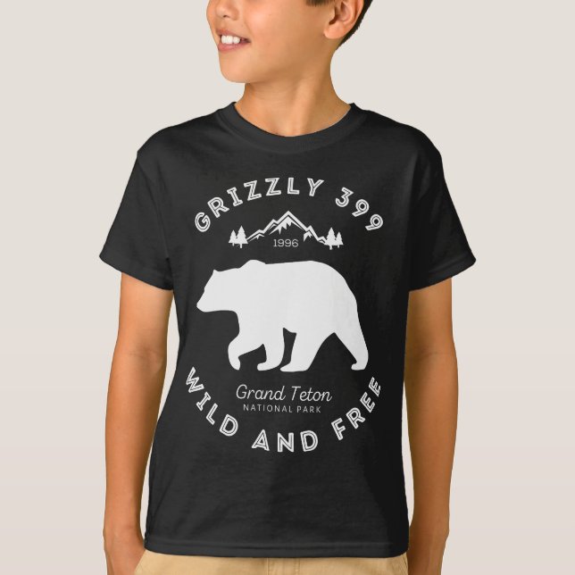 Grizzly 399 Vild & Free Grand Teton National Park T Shirt (Framsida)