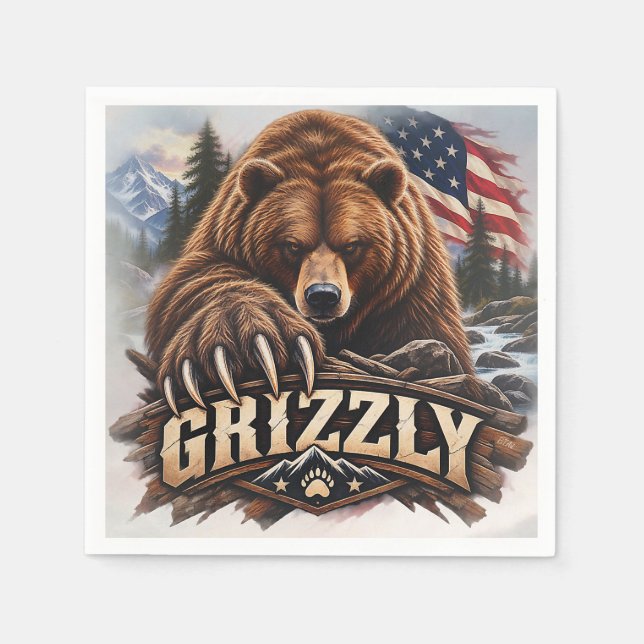 Grizzly – Amerikansk vildmark Pappersservett (Framsidan)