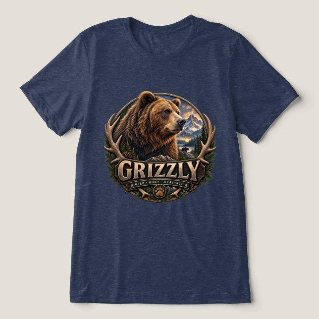 Grizzly – Amerikansk vildmark T Shirt (Design Framsida)
