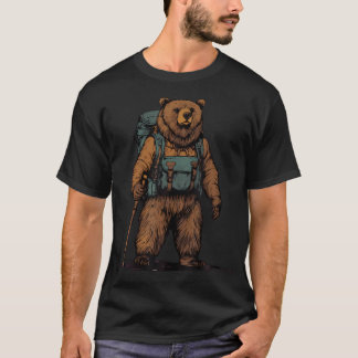 Grizzly Backpacker Mountain Forest Wildlife Campin T Shirt