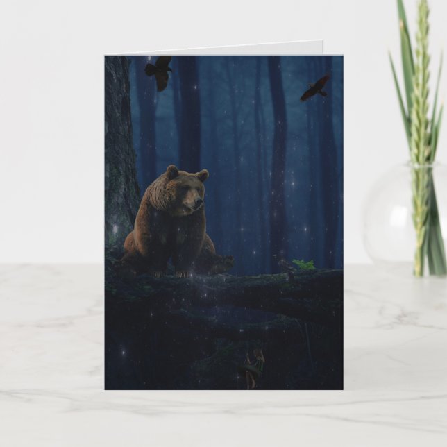 GRIZZLY BÄRA FIREFLIES FANTASY BIRTHDAY CARD KORT (Framsida)