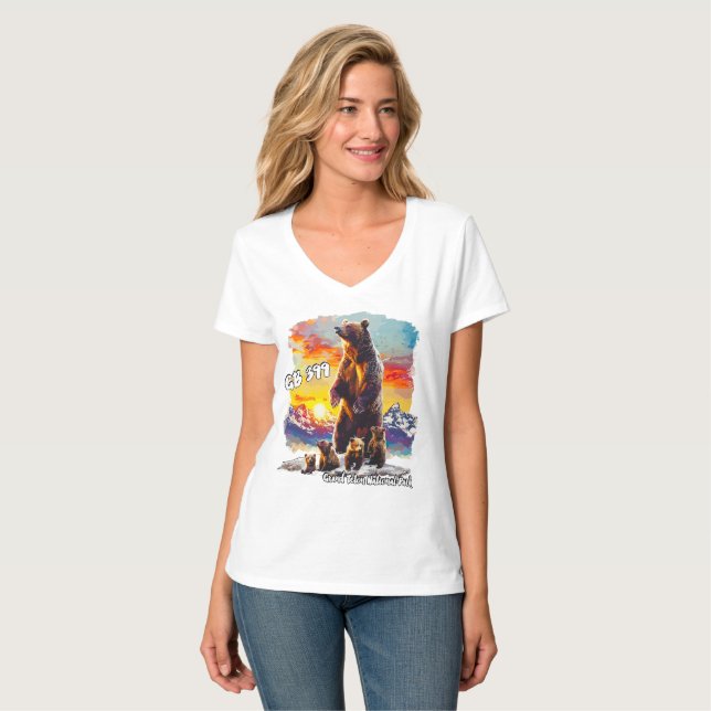 Grizzly Bear 399 4 Unge Grand Teton National Park T Shirt (Hel framsida)