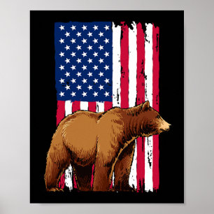 Grizzly Bear Älskare American USA flagga Poster