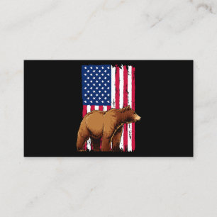 Grizzly Bear Älskare American USA flagga Visitkort