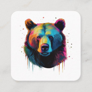 Grizzly Bear Älskare Pop Art Big Grizzly Bear Fyrkantigt Visitkort