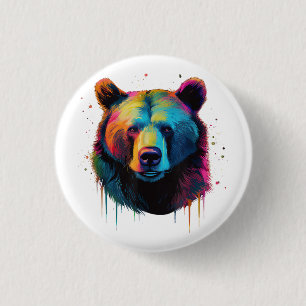 Grizzly Bear Älskare Pop Art Big Grizzly Bear Knapp