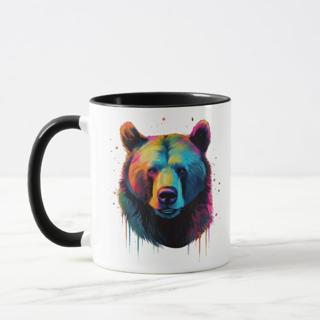 Grizzly Bear Älskare Pop Art Big Grizzly Bear Mugg (Vänster)