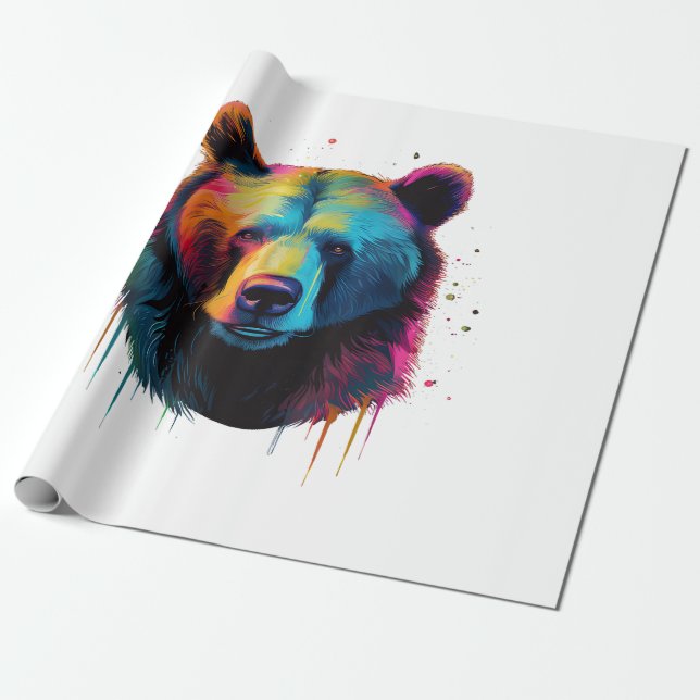 Grizzly Bear Älskare Pop Art Big Grizzly Bear Presentpapper (Utrullad)