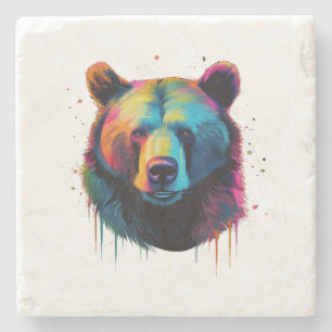 Grizzly Bear Älskare Pop Art Big Grizzly Bear Stenunderlägg