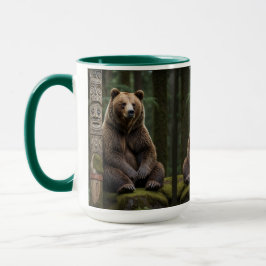 Grizzly Bear and Totem Pole Wildlife Art Mugg