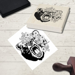 Grizzly Bear Animal Art Coloring Page Stämpel