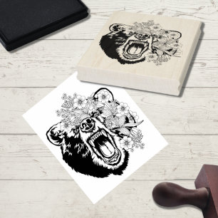 Grizzly Bear Animal Art Coloring Page Stämpel