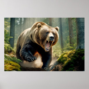 Grizzly Bear Animal Nature Majestic Vild Poster